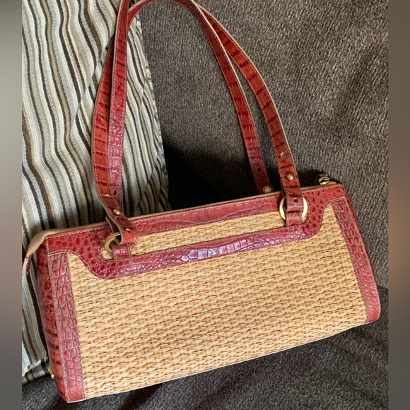 Brahmin Handbags - RARE🔥Authentic BRAHIM vintage croc leather zip top shoulder bag